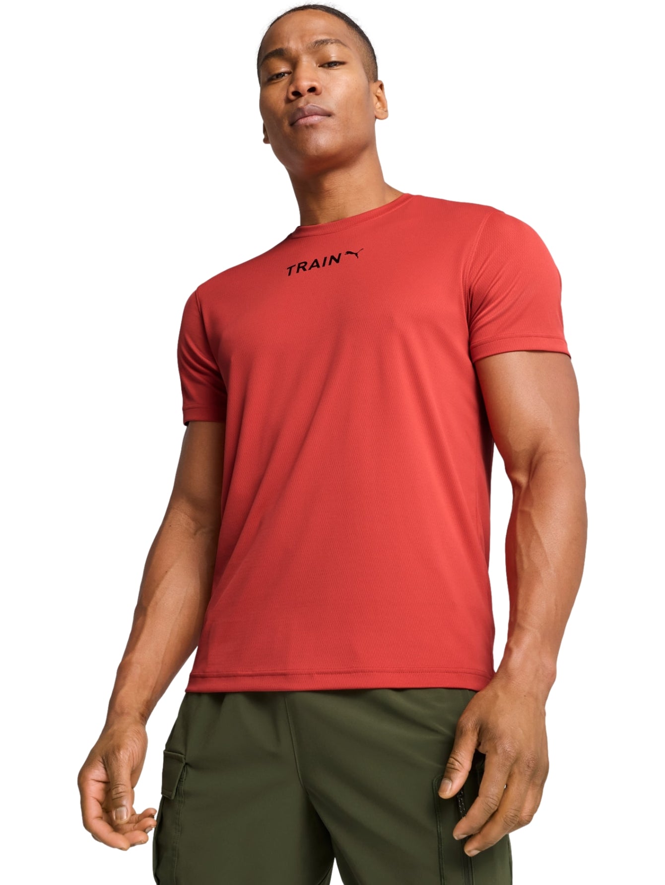 Tops Deportivos Puma Playera M Graphics Training Vertical Logo Tee Rojo 526569 Para Hombre
