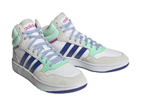 Tenis Adidas Hoops 3.0 Mid Blanco, Azul y Verde Menta para Hombre