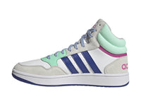 Tenis Adidas Hoops 3.0 Mid Blanco, Azul y Verde Menta para Hombre