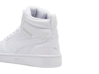 Tenis PUMA Rebound V6 Mid Blancos y Grises para Niño