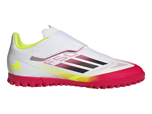 Tenis Adidas  Taque F50 Club Cierre Por Contacto Pasto Sintetico Blanco Para Niño Para Niño