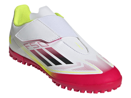Tenis Adidas Taque F50 Club Cierre Por Contacto Pasto Sintetico Blanco Para Niño