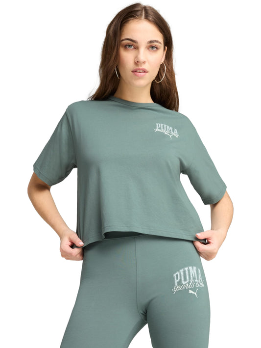 Tops Deportivos Camiseta Puma Playera Class Relaxed Crop Tee Verde 685030 Para Mujer