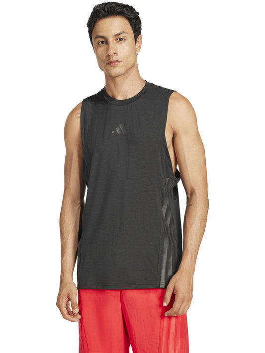 Tops Deportivos Adidas Playera Designed For Training 3 Franjas Negro Je5685 Para Hombre