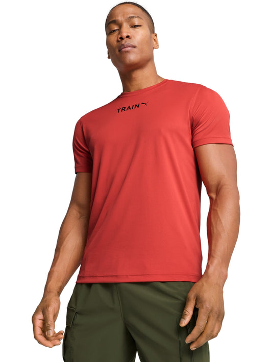 Tops Deportivos Puma Playera M Graphics Training Vertical Logo Tee Rojo 526569 Para Hombre