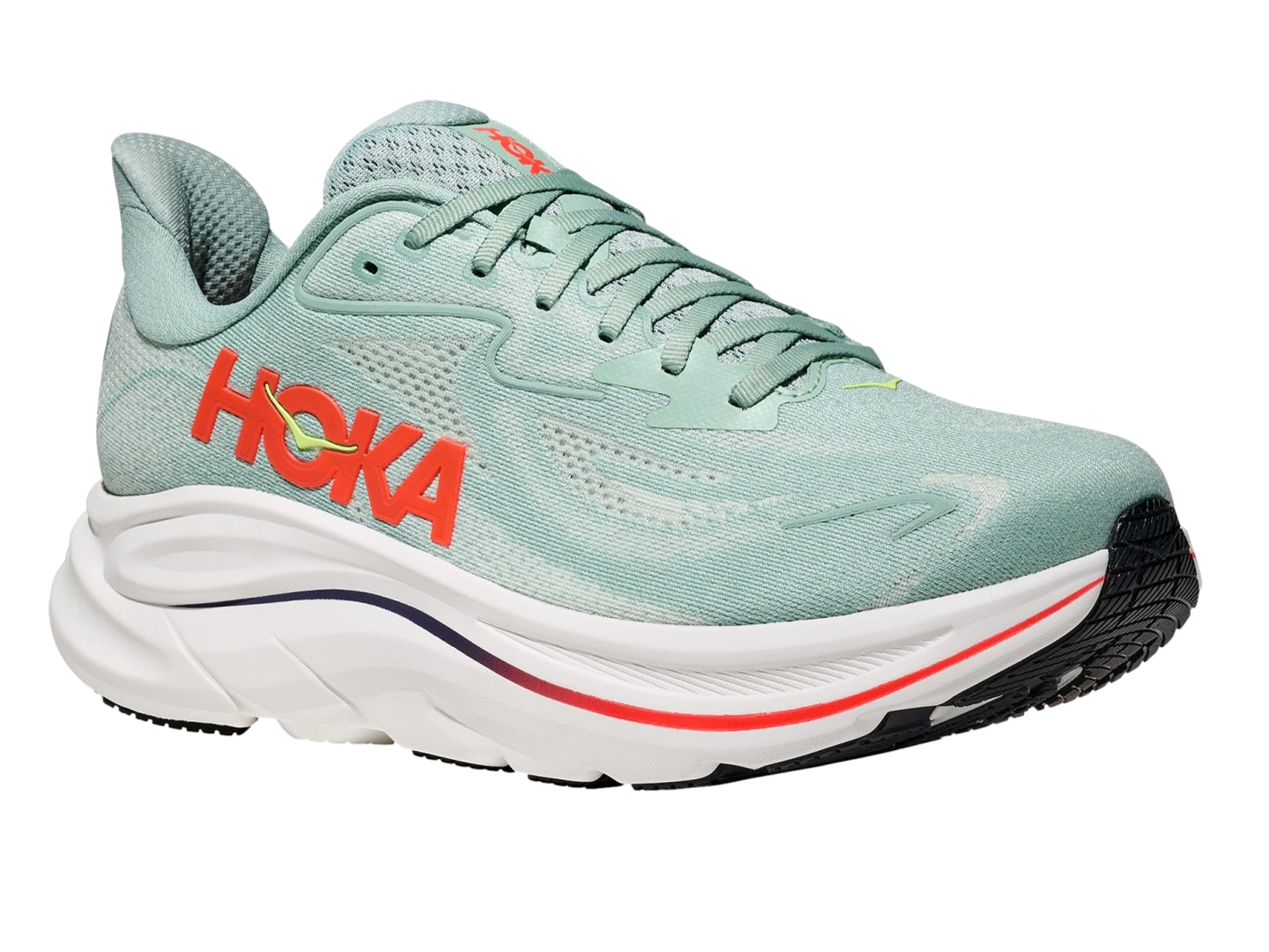 Tenis HOKA Clifton 10 Verde Salvia y Neón para Hombre